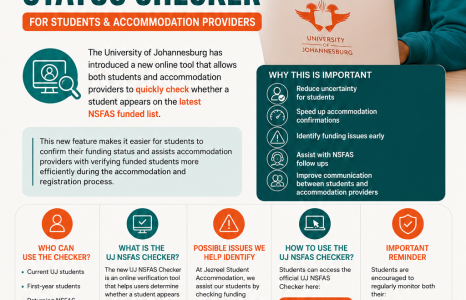 UJ student NSFAS Funding Status Checker to verify funding and registration status