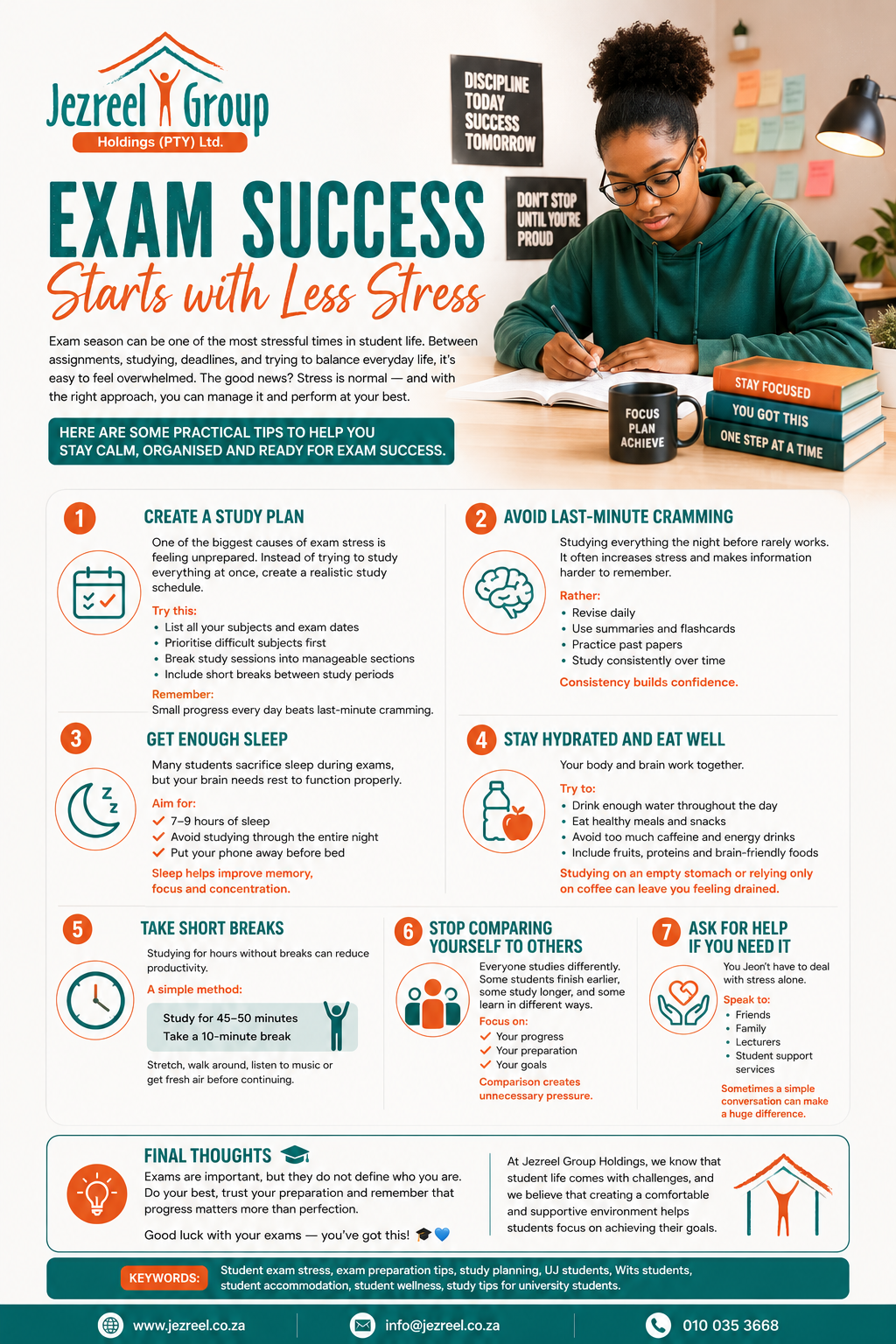 Student studying for exams and managing exam stress